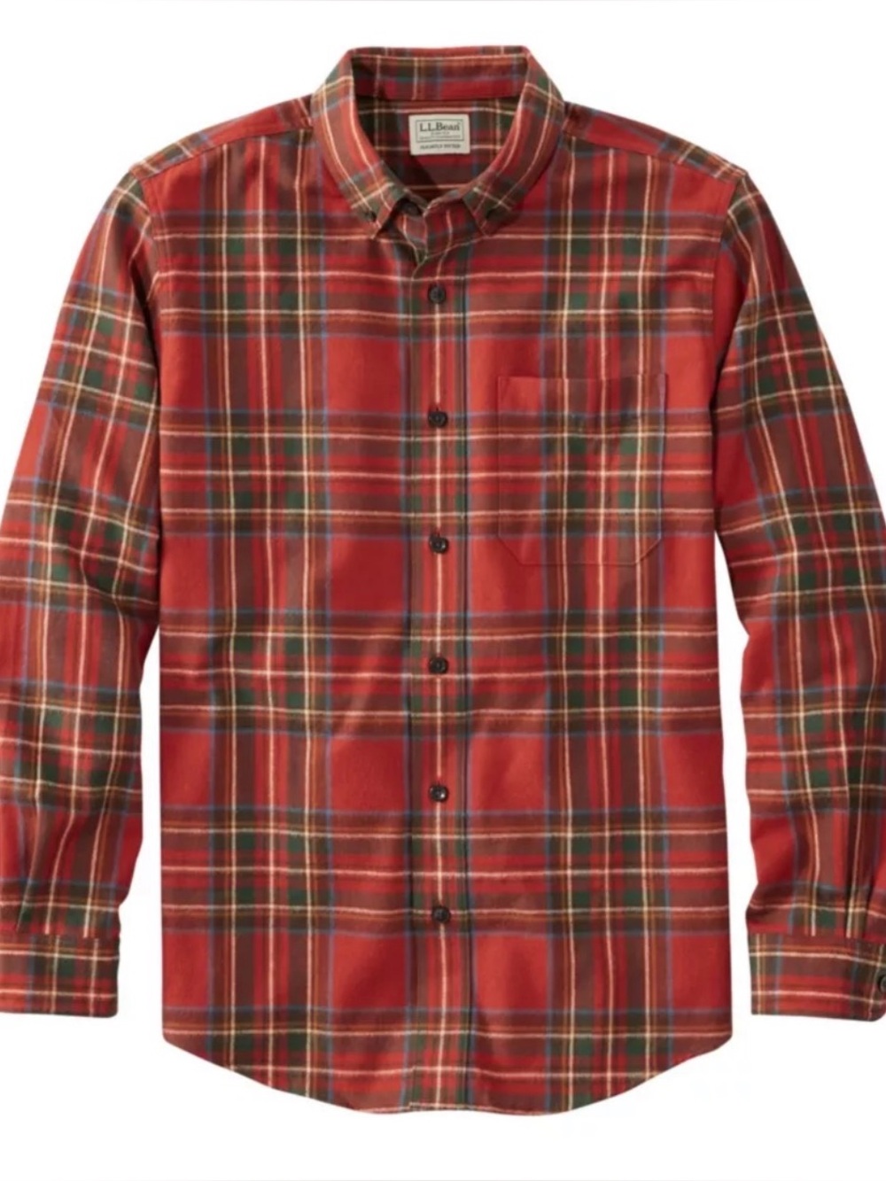 L.L. Bean Scotch Plaid Flannel Shirt - Red Tartan - Slightly Fitted Medium